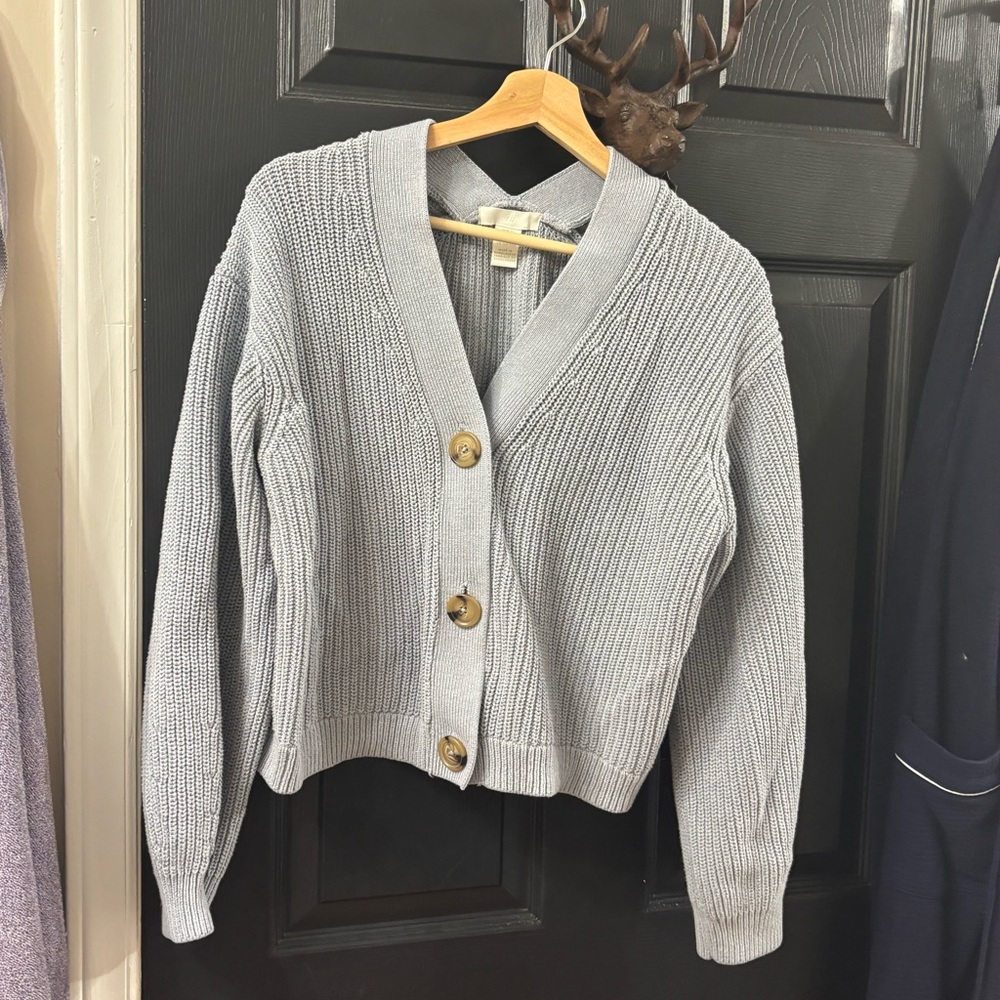 H&M pale blue Cardigan with tortoise  Buttons